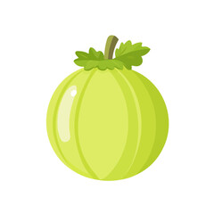 Flat 2D Gooseberry illustration, vector graphic in icon style, on white background