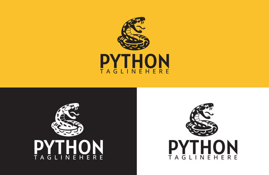 Vector logo design for the Python snake animal.