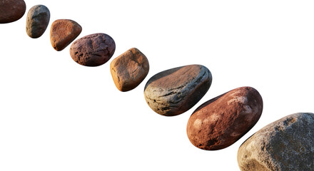 Obraz premium Illustration of line of smooth river stones isolated on transparent background