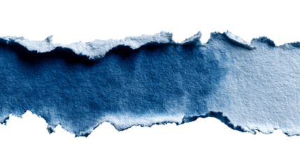 Torn blue paper strip with gradient isolated on transparent background