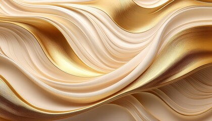 Obraz premium Abstract Cream And Gold Background Soft Wavy Lines Flowing Texture