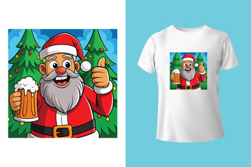 Ho Ho Ho - text with symbols. Santa, reindeer and snowman with threesome. Funny Merry Christmas quote.