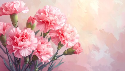 Pink carnations bouquet, soft background