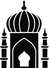 Iconic islamic architecture silhouette of a mosque with domes and minarets elegant black and white design