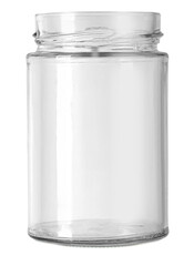 Empty clear glass jar with open top