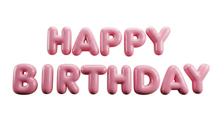 Happy Birthday Pink Balloons Lettering Isolated on Black Background Celebrating Special Day