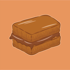 Illustration of chocolate toast a snack or dessert in a cafe