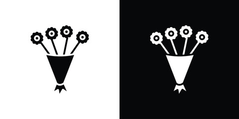 Flower bouquet icons set. vector icons designed in filled style