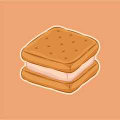 Illustration of biscuits with vanilla cream cute coockies snacks