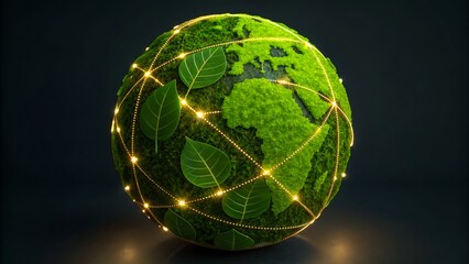 Digital earth globe with global network connections
