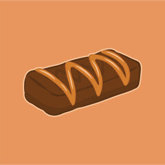 Illustration of chocolate bar with caramel chocolatecoated wafer with caramel sweet snack