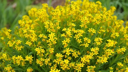 Obraz premium Bright yellow flowers blooming in natural garden setting