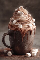 Indulgent Hot Chocolate with Whipped Cream and Marshmallows.