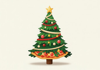 Festively decorated christmas tree with star on top