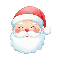 watercolor cute cartoon character santa claus is smile elements