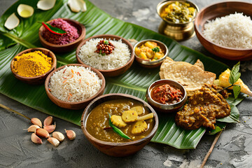 Abstract vivid greeting card with holiday composition for happy celebrate Onam on colored background