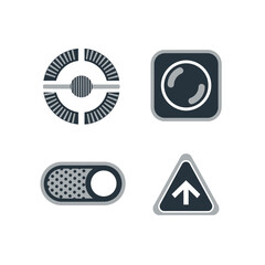Obraz premium Four distinct icons representing technology and user interface elements.