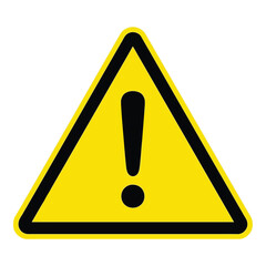 Vector art of yellow warning triangle with black exclamation mark