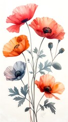 Captivating poppy flowers with elegant floral artwork high resolution photo