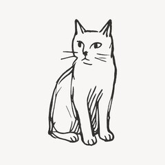 Minimalist cat line drawing art.