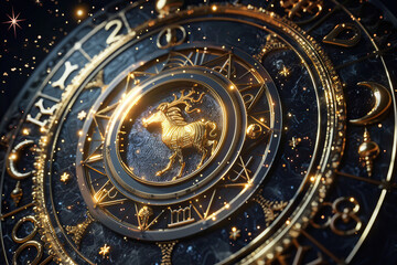 Obraz premium Abstract composition with zodiac circle in signs and symbols