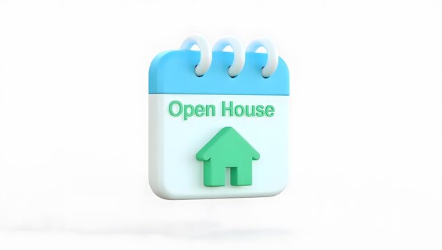 Open house calendar isolated on white background