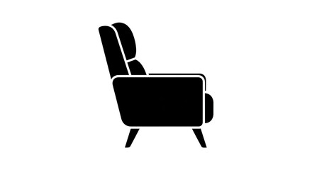 Armchair silhouette isolated white background