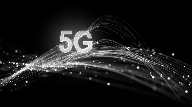 5G or 6G dot line mobile technology. Wireless data network and connection technology concept. high-speed, futuristic background. vector design. - Powered by Adobe