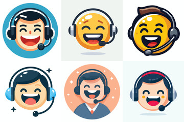 Facial emoticons with a profession theme. Vector, illustration, icon set