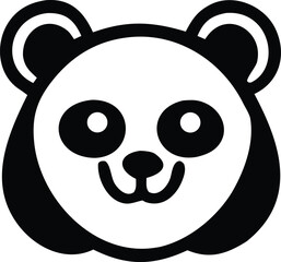 Cute panda face emblem simple line art icon cute animal character design for graphics and branding needs