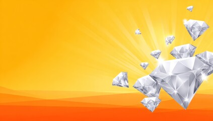 Sparkling diamonds radiate against a vibrant backdrop of warm yellow and orange hues.