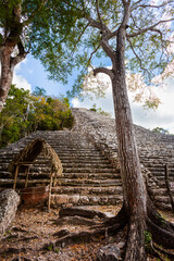 Coba pyramids archeological site in Mexico