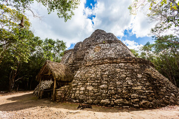 Coba pyramids archeological site in Mexico