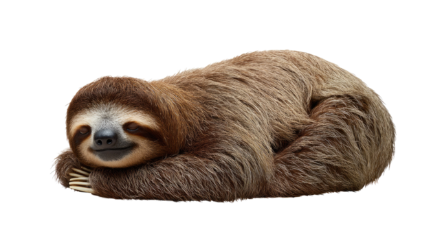 Resting Sloth in Comfort: A relaxed sloth, embodying serenity and ease, is captured in a serene moment of repose. It is the ultimate symbol of tranquility and contentment.