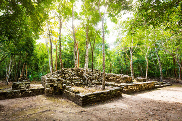 Coba pyramids archeological site in Mexico