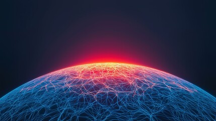 Glowing streams of light connecting a globe to a network of thriving businesses.