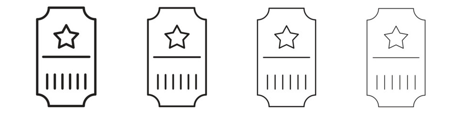 Ticket icons designed in outline, line and stroke style