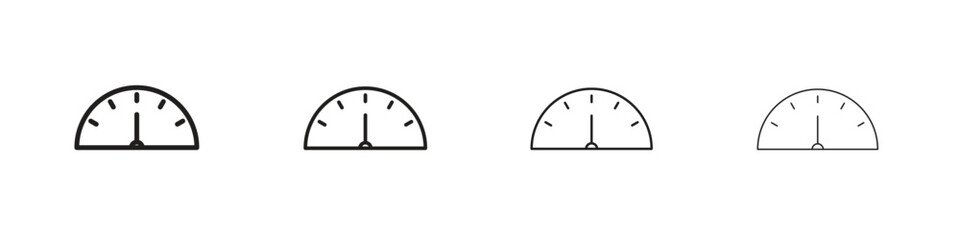 Tachometer icons designed in outline, line and stroke style