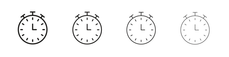 Stopwatch icons designed in outline, line and stroke style