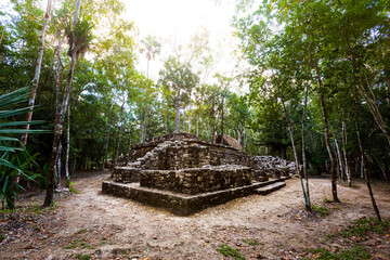 Coba pyramids archeological site in Mexico