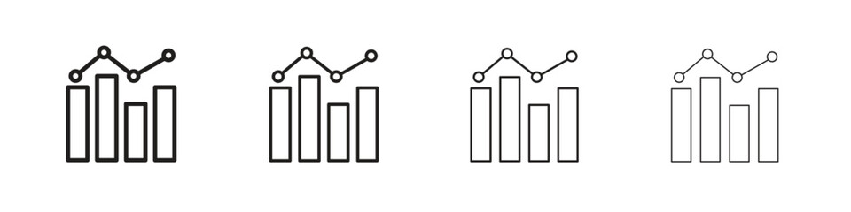 Stats icons designed in outline, line and stroke style