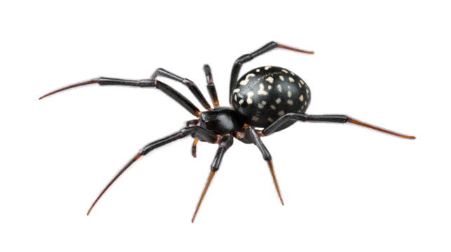 Spider Up Close: A captivating image of a spider showcasing intricate details, including its unique body patterns and eight long legs. The perspective offers an intimate view.