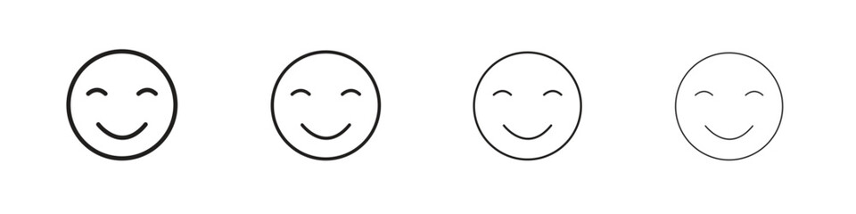 Smile icons designed in outline, line and stroke style