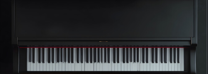 A horizontal top view of a piano is perfect for use as a banner.