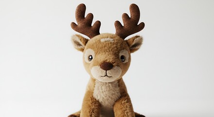 Stuffed reindeer toy on white background festive holiday decoration concept
