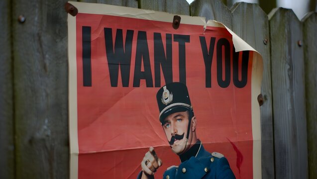 Vintage military recruitment poster with bold message - Powered by Adobe