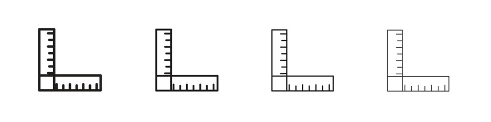 Ruler combined icons designed in outline, line and stroke style