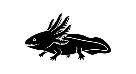Black and white axolotl illustration