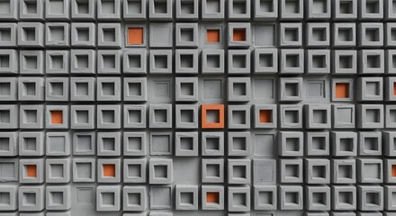 3D embossed squares pattern on concrete texture background, perfect for modern wallpapers, posters, and architectural designs