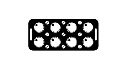 Black and white eight knob control panel illustration